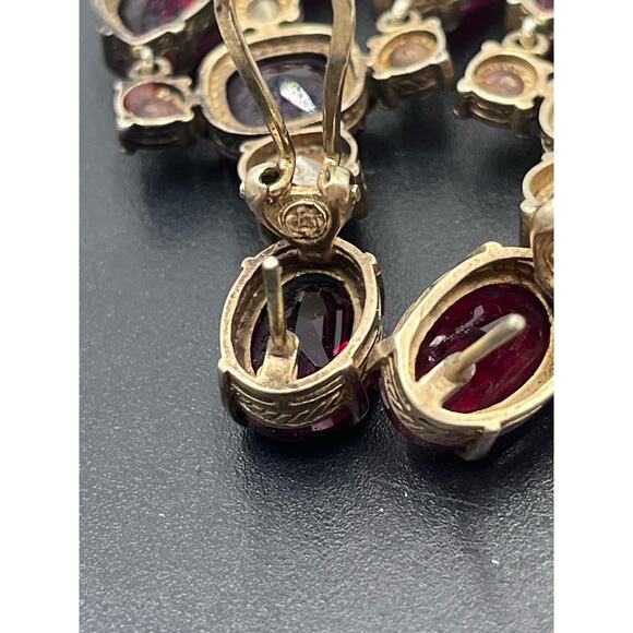 Beautiful Vintage Signed Red Clear Rhinestone Chandelier Clip On Earrings - Picture 16 of 16